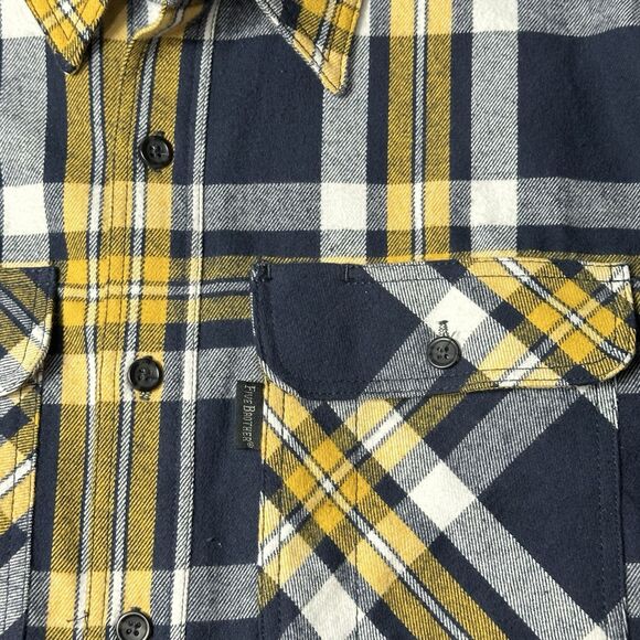 Five Brother Flannel Shirt Men XL Blue Yellow Plaid 5200 Long Sleeve Button Up - Picture 7 of 12